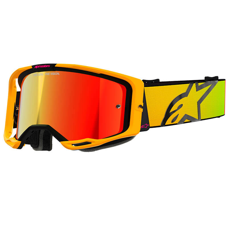 masque alpinestars vision 8 corp jaune rose mirror 2025