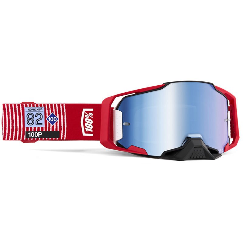 masque armega motocross 100 ecran bleu rouge blanc cote