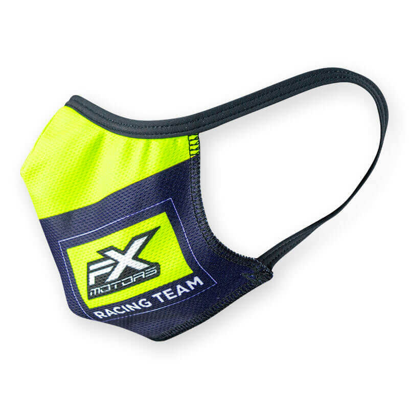 masque covid 19 fxmotors racing team jaune fluo protection