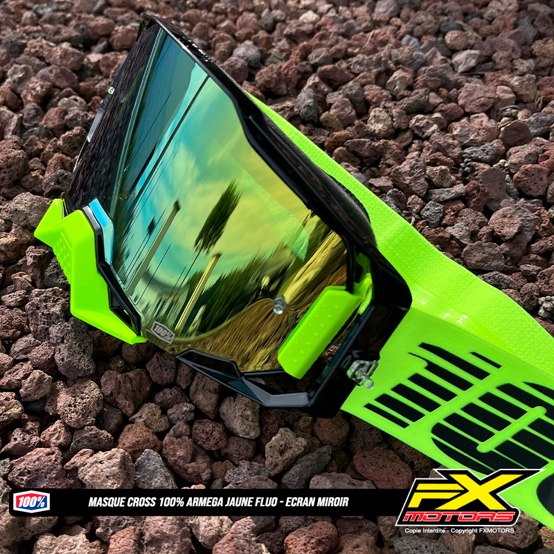 masque cross  jaune fluo ecran miroir 2024