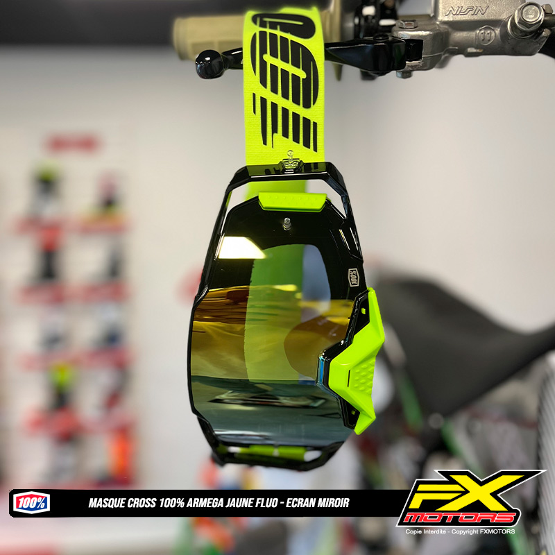 masque cross enduro 100 jaune fluo ecran miroir 2024