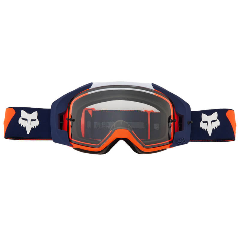 masque fox racing vue core bleu marine orange 2024 cross