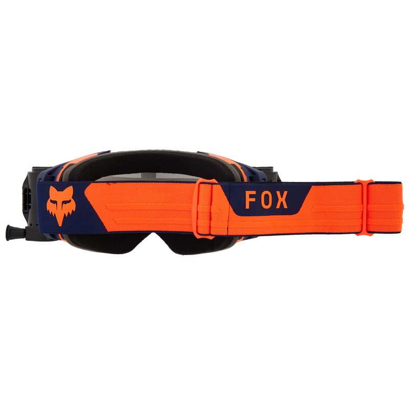 masque fox racing vue roll off bleu marine orange 2024 cross