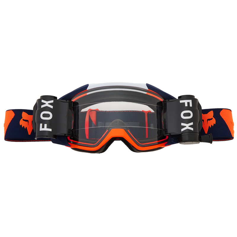 masque fox racing vue roll off bleu marine orange 2024