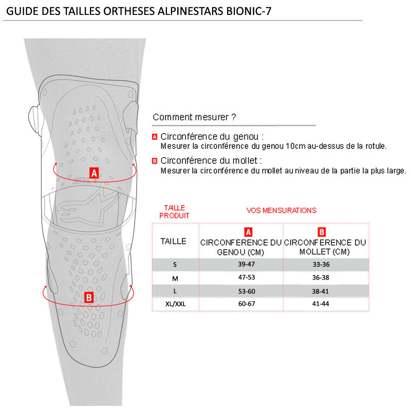 ortheses alpinestars bionic 7 guide taille 2018