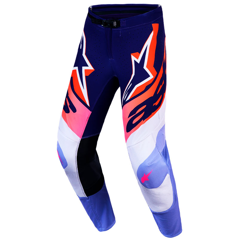 pantalon alpinestars supertech dyna violet bleu orange face