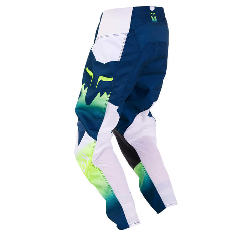 pantalon enfant fox racing 180 flora bleu jaune fluo 2024 motocross