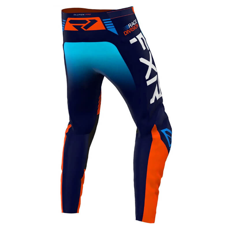 pantalon enfant fxr racing clutch pro orange bleu 2023 cross