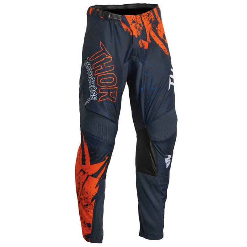 pantalon enfant thor mx sector gnar bleu nuit orange 2023