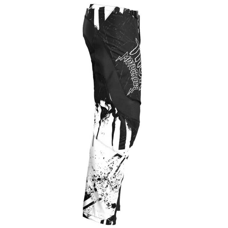 pantalon enfant thor mx sector gnar noir blanc 2023 motocross