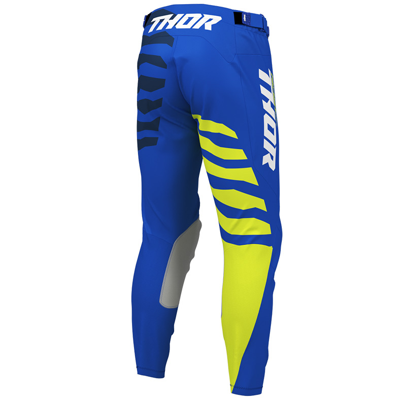 pantalon thor mx 27 launchmode shredder bleu jaune moto