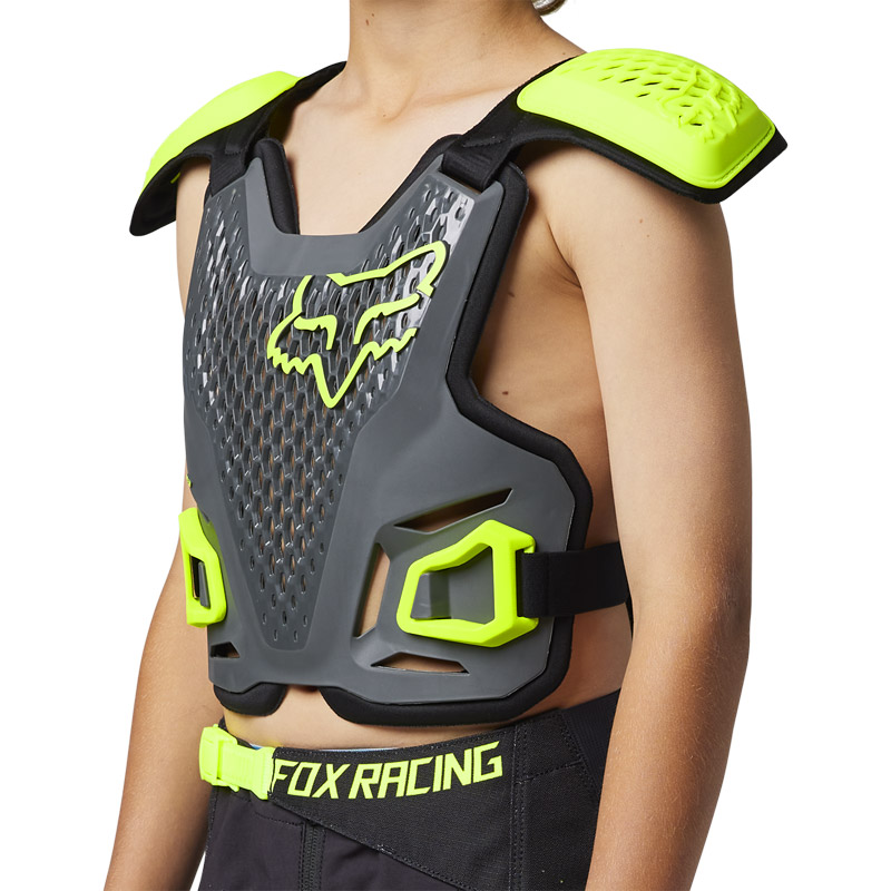 pare pierres kid fox racing r3 2023 gris jaune fluo cross