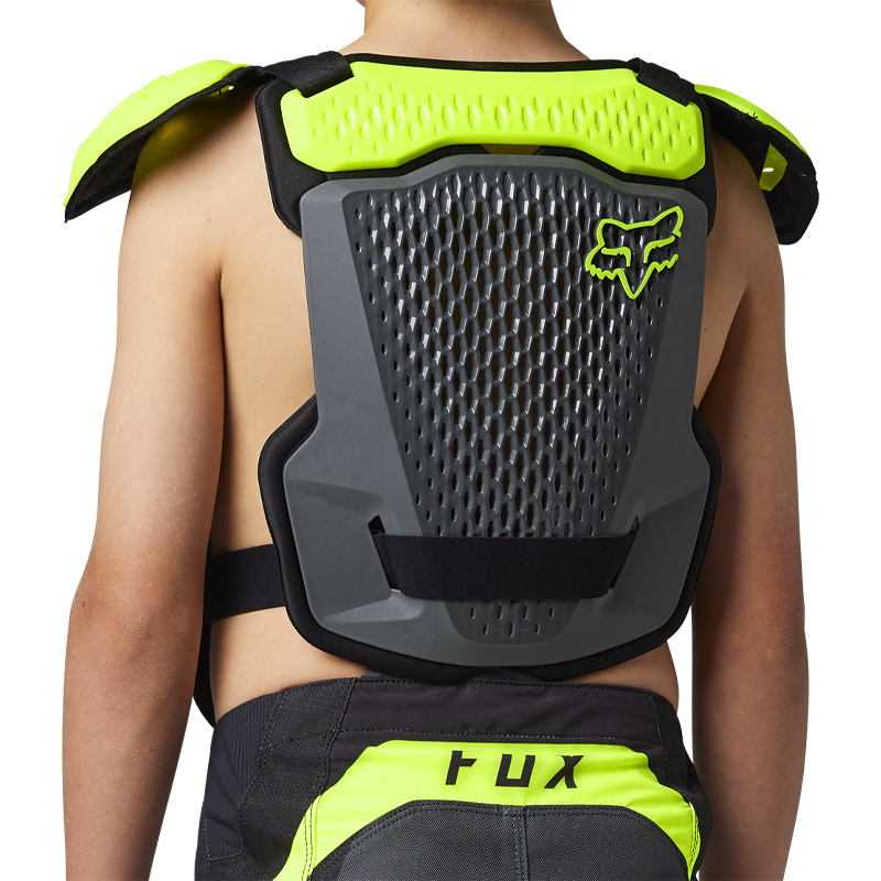 pare pierres kid fox racing r3 2023 gris jaune fluo moto