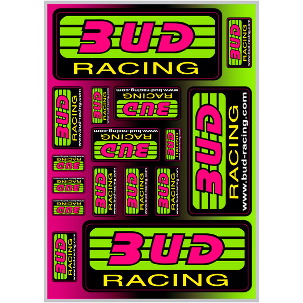 planche stickers logo bud racing a4