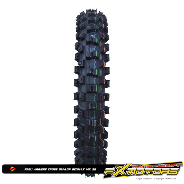 pneu arriere motocross 19 dunlop geomax mx52 mx fxmotors