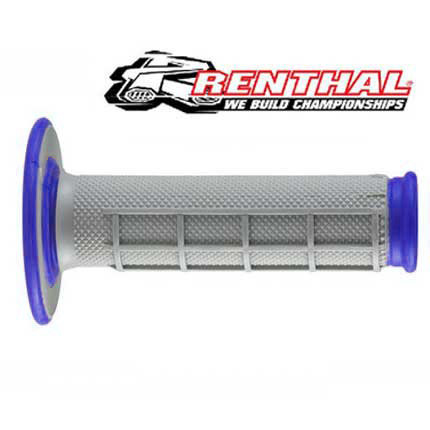 poignees motocross enduro renthal dual grip gris bleu