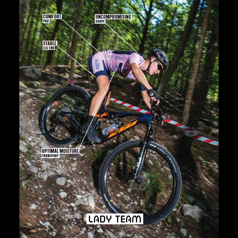 short femme ktm vtt team bleu rose 2020 enduro