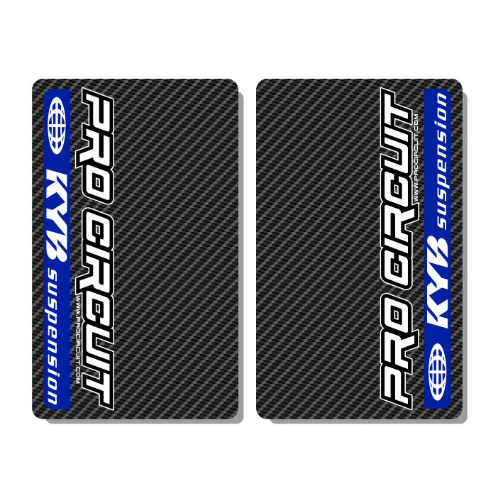 stickers fourches PRO CIRCUIT KYB bleu carbon