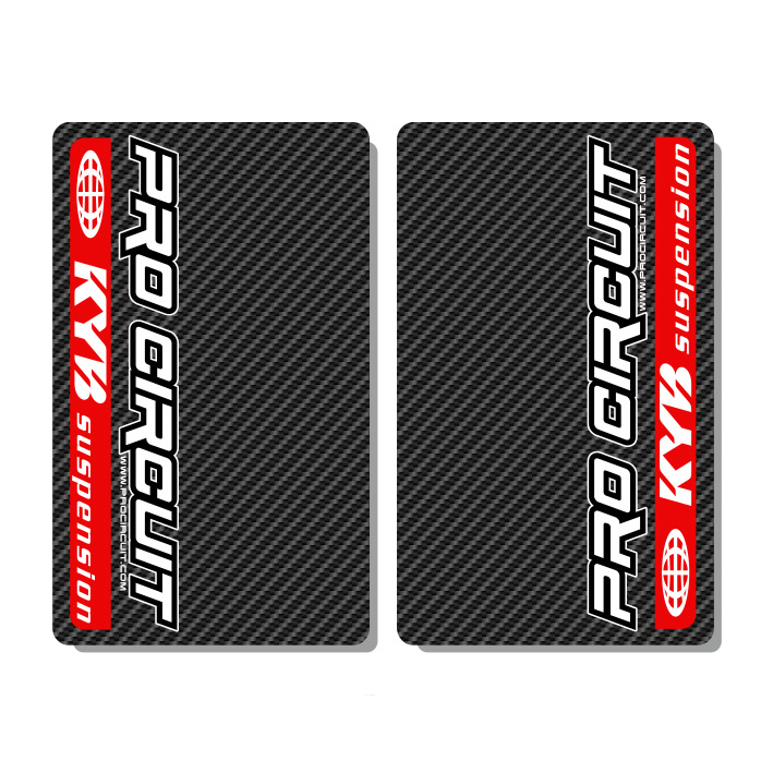 stickers fourches PRO CIRCUIT KYB rouge carbon