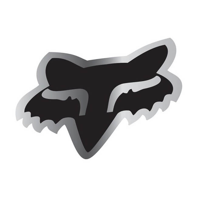 stickers fox head chrome noir 2.5