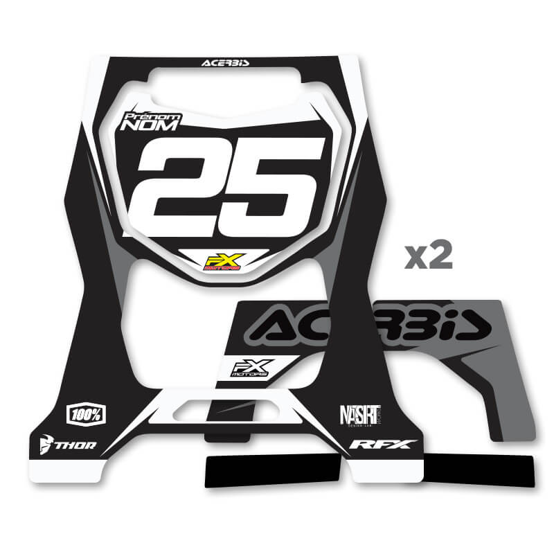 stickers personnlisable tabouret motocross acerbis 711 noir gris