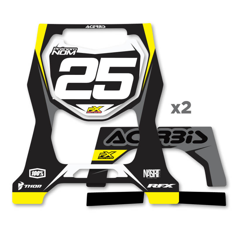 stickers personnlisable tabouret motocross acerbis 711 noir jaune