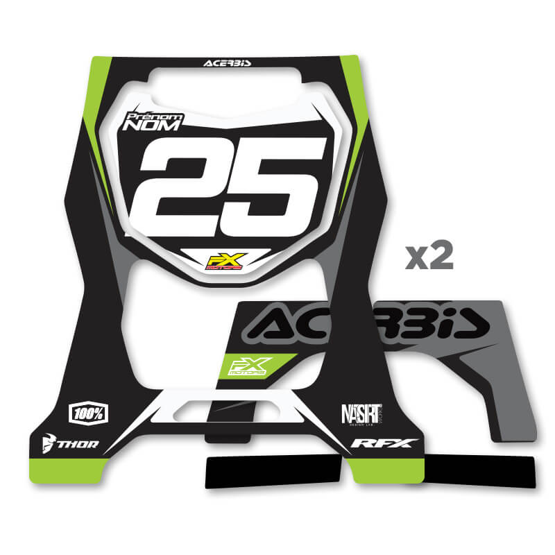 stickers personnlisable tabouret motocross acerbis 711 noir vert
