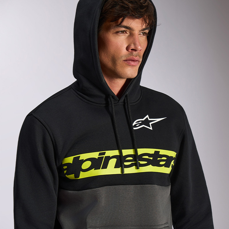 sweat alpinestars parallel noir gris jaune fluo