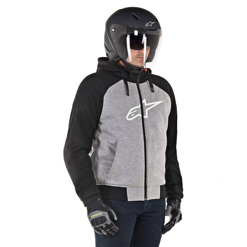 sweat coque alpinestars chrome sport 2018 gris clair protecteur