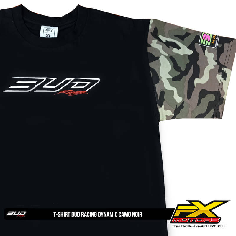 t shirt bud racing dynamic camo noir 2023 fxmotors