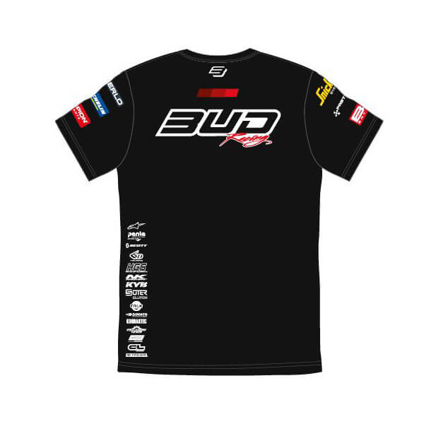 t shirt enfant bud racing team rouge 2023 dos