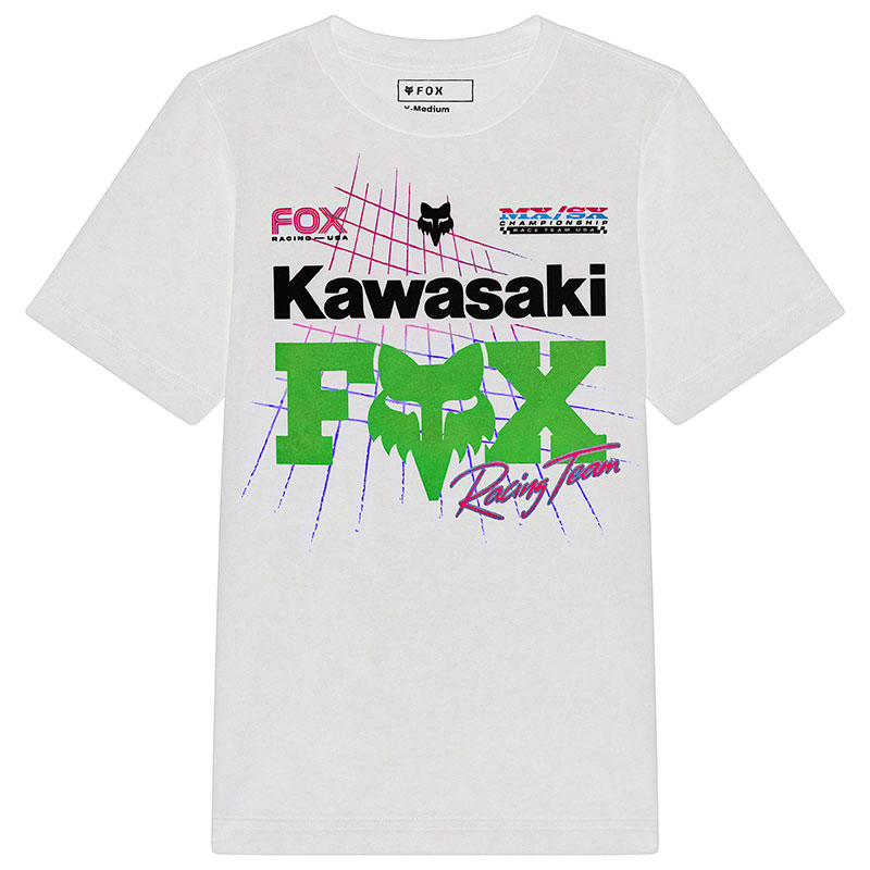 t shirt enfant fox racing x kawi blanc