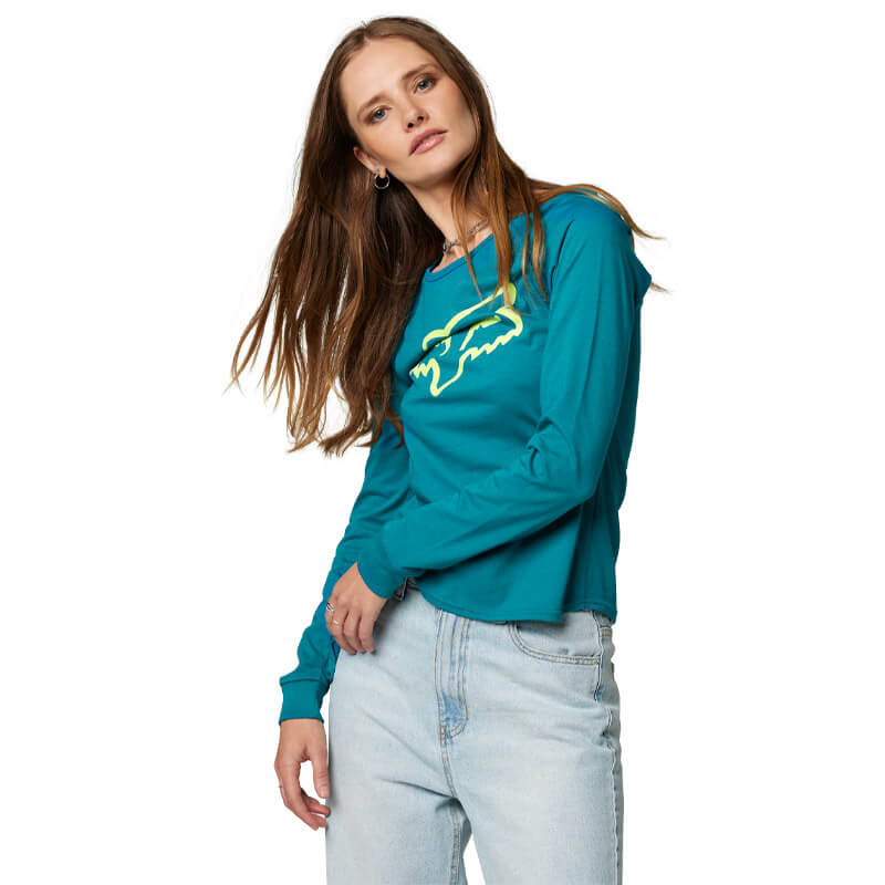 t shirt femme fox racing boundary ml 2023 turquoise moto