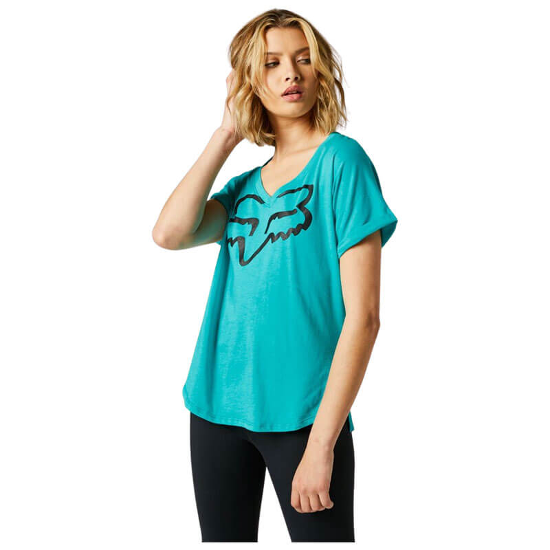 t shirt fox racing boundary femme 2022 bleu menthe motocross