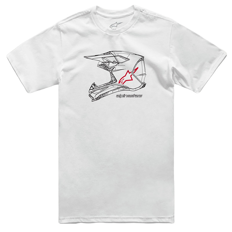 t shirt mx helmet alpinestars blanc