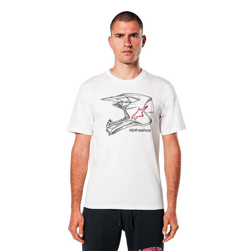 t shirt mx helmet alpinestars face blanc