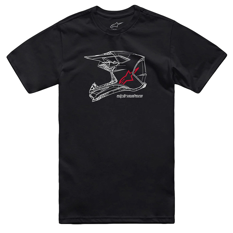 t shirt mx helmet alpinestars noir