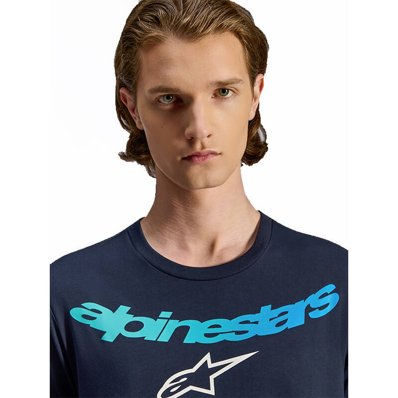 tee shirt alpinestars colared bleu motocross