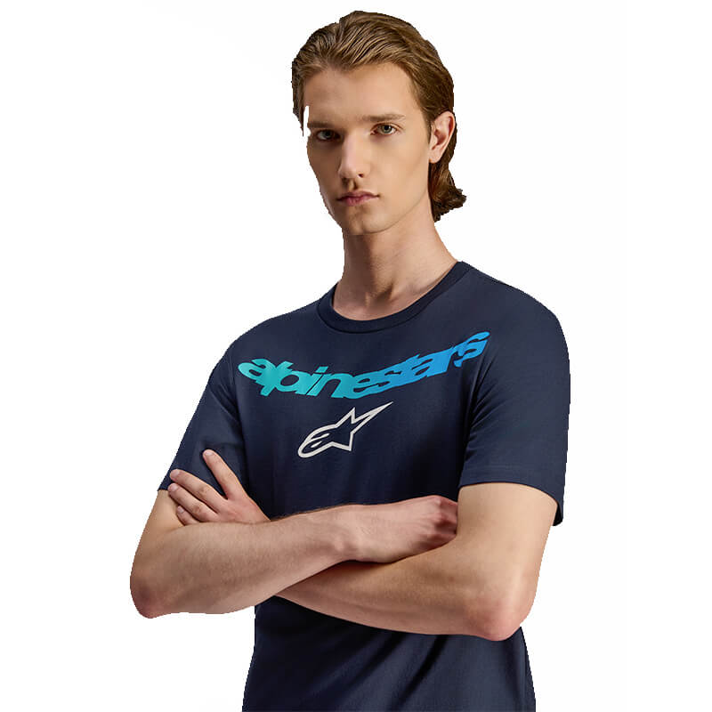 tee shirt alpinestars colared bleu mx