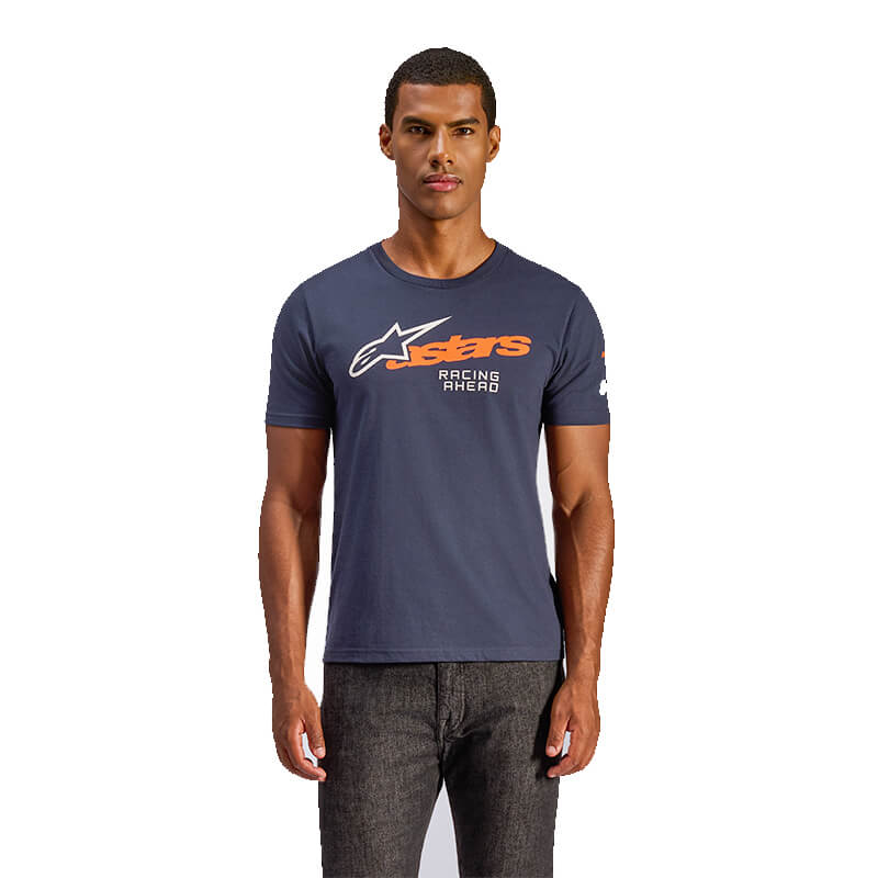 tee shirt alpinestars orange bleu entitle motocross