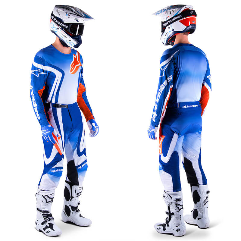 tenue alpinestars racer semi bleu orange 2023