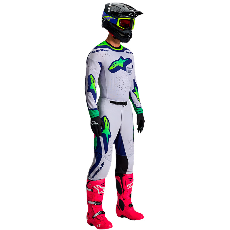 tenue alpinestars supertech vista gris vert fluo 2026 enduro