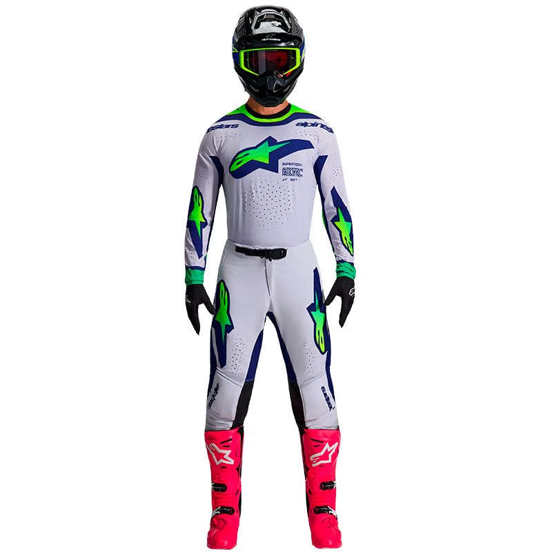 tenue alpinestars supertech vista gris vert fluo 2026 fxmotors