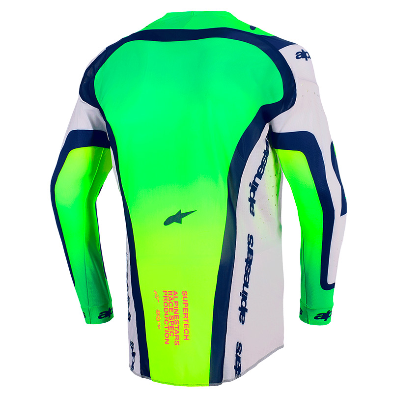 tenue alpinestars supertech vista gris vert fluo 2026 maillot dos