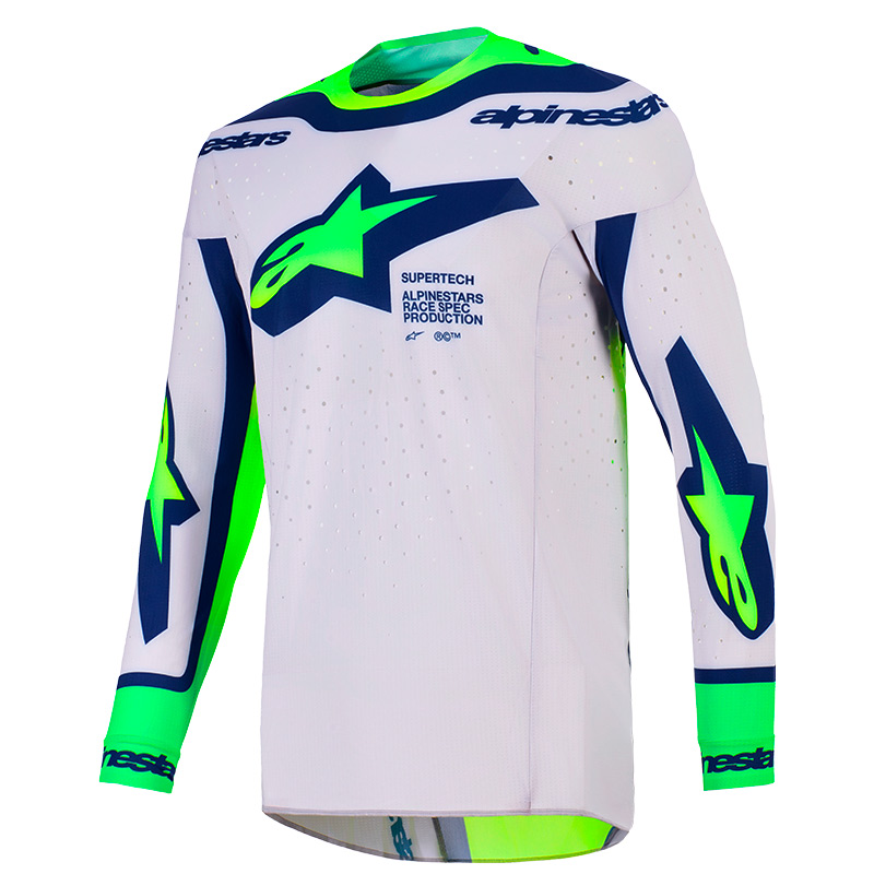 tenue alpinestars supertech vista gris vert fluo 2026 maillot