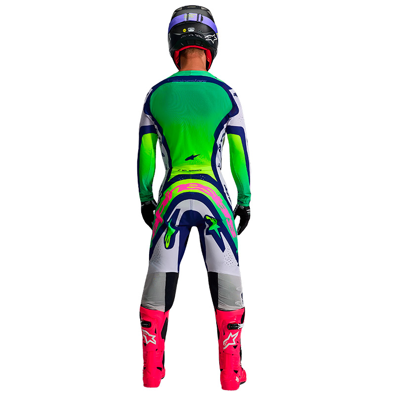 tenue alpinestars supertech vista gris vert fluo 2026 motocross