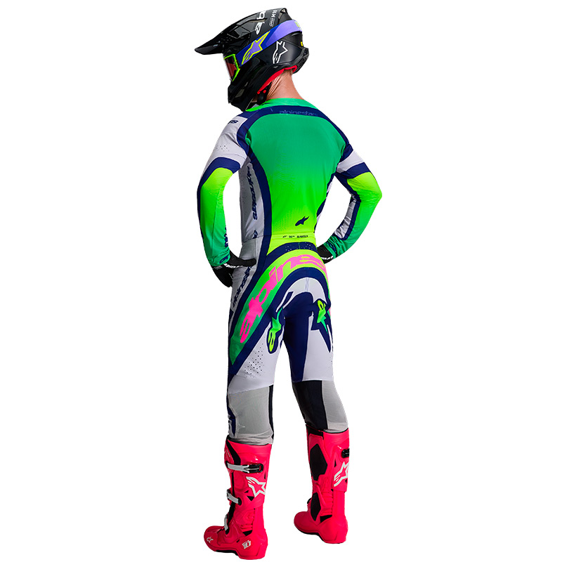 tenue alpinestars supertech vista gris vert fluo 2026 supercross