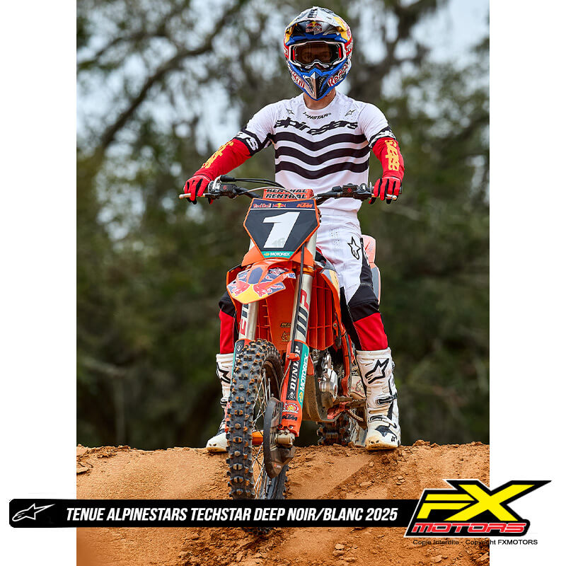tenue alpinestars techstar deep noir blanc 2025 motocross
