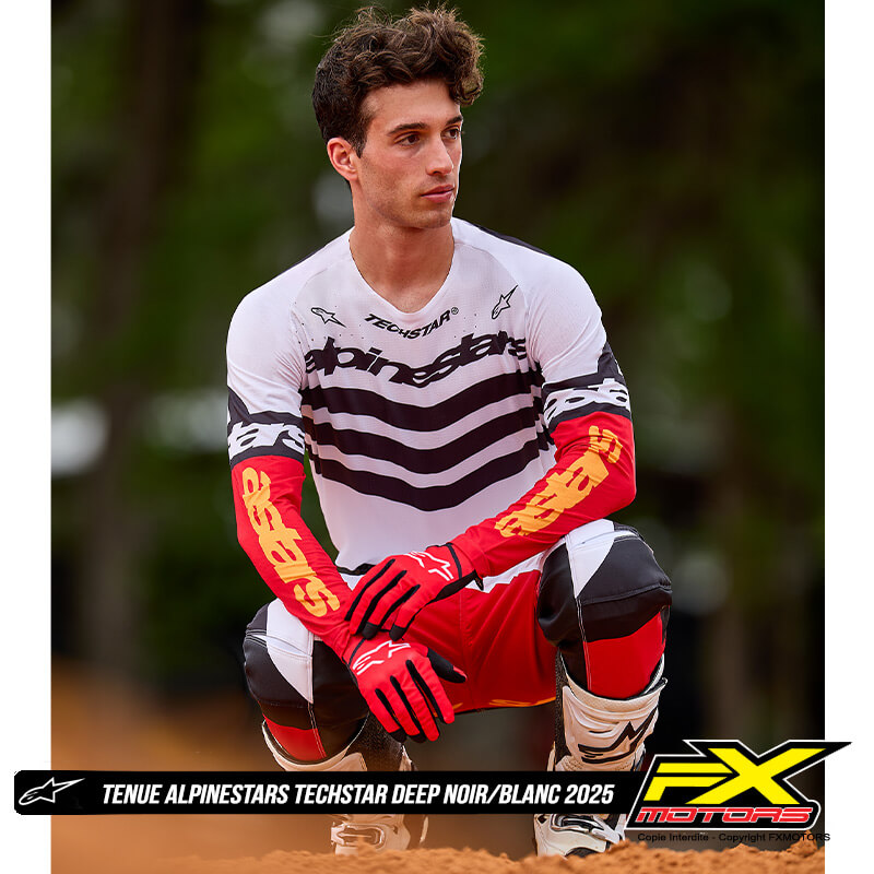 tenue alpinestars techstar deep noir blanc 2025 vialle sx