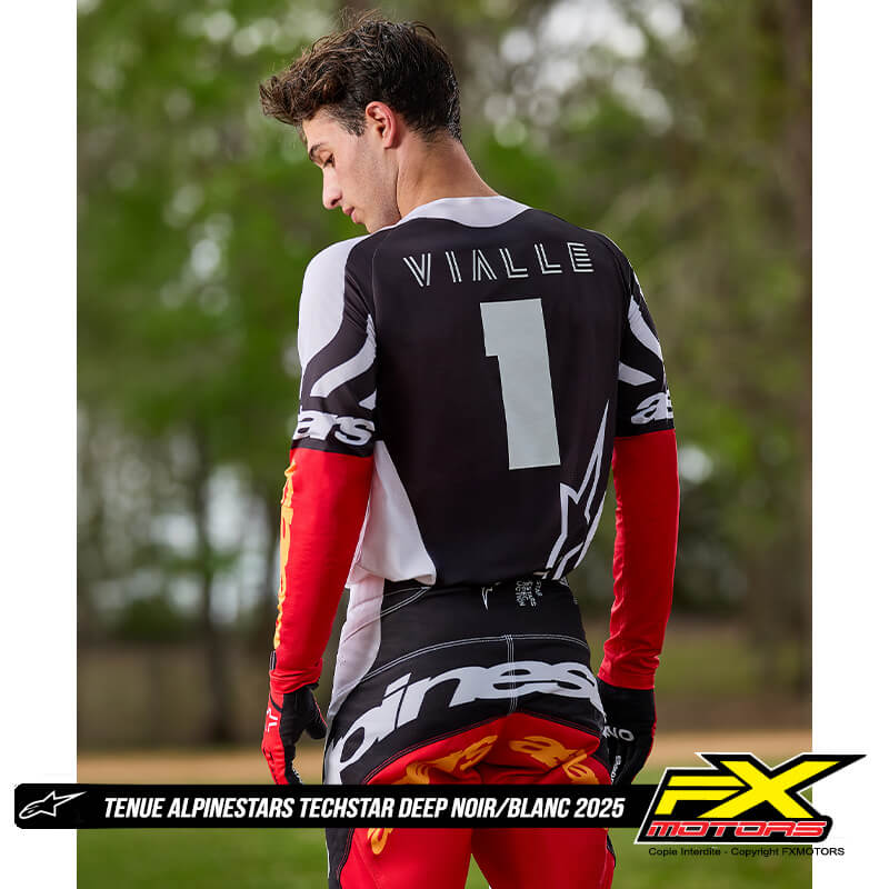 tenue alpinestars techstar deep noir blanc 2025 vialle